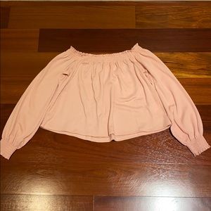 light pink off the shoulder blouse/ top